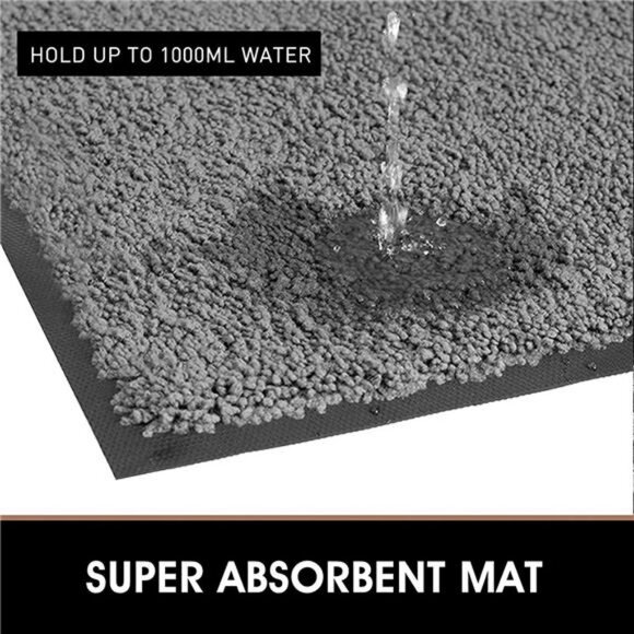 Indoor Microfiber Door Mat - Entryway Welcome Rug 29.5”x17” Grey - Picture 3 of 7